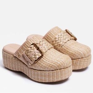 Circus by Sam Edelman Jacey clogs 9.5 raffia straw platform slip on neutral tan